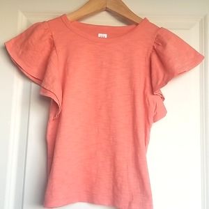 Gap Kids Girls Orange Flutter Sleeve Top